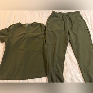 Mandala Olive Green Scrub Set